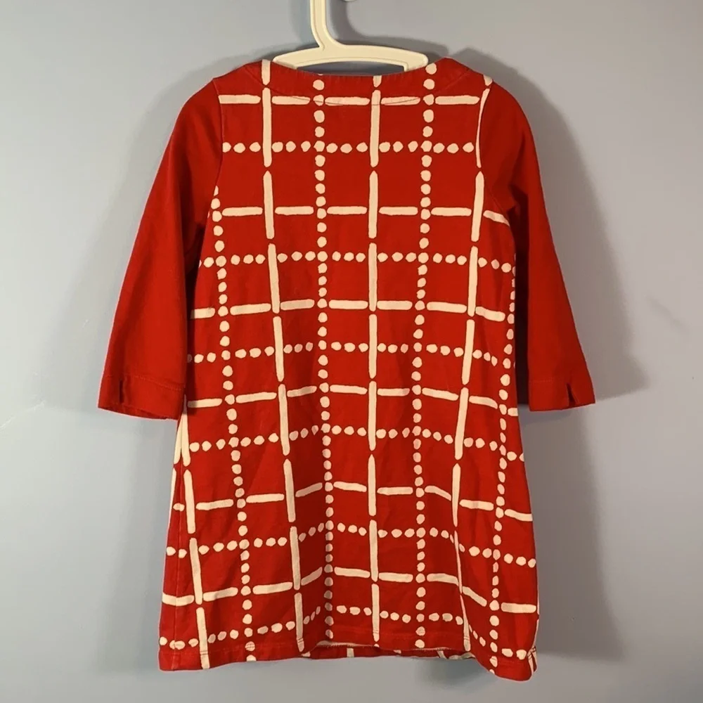 Gymboree size 7 wide neck 3/4 sleeves shift dress red white mod plaid Holiday